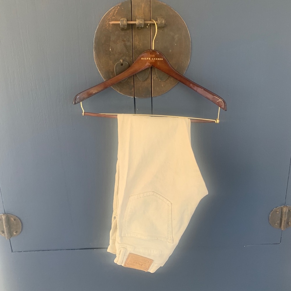 Polo Ralph Lauren garment dyed denim, sand color.